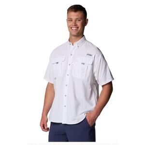 Columbia Shirt Mens XL White Bahama II PFG Fishing Omni Shade Button Up UPF 50